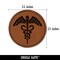 Caduceus Health Medical Symbol Round Iron-On Engraved Faux Leather Patch Applique - 2.5"